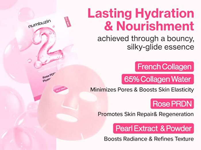 numbuzin No.2 Rose PDRN Collagen Plumping Sheet Mask 5pcs Set - 33ml x 5 sheets