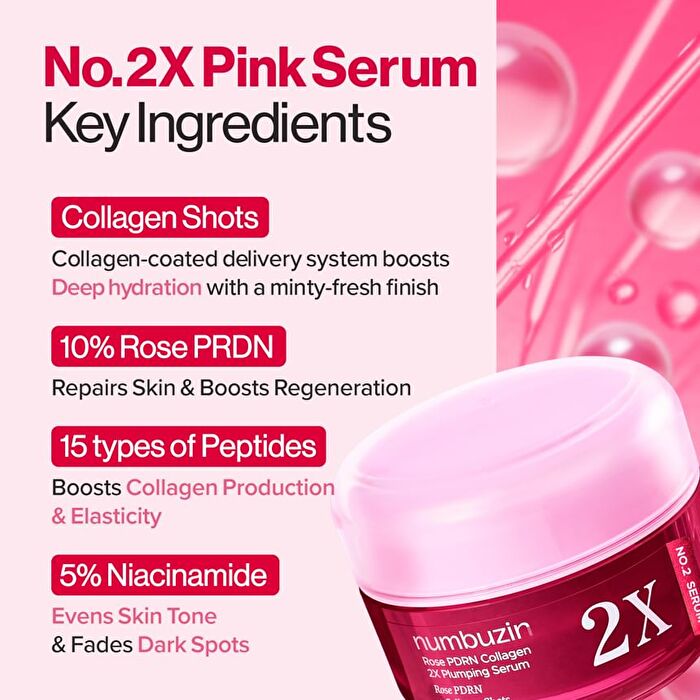numbuzin No.2 Rose PDRN Collagen Plumping Serum Duo Stick Set - 1.2ml x 10 pcs