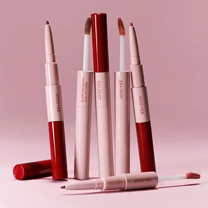 Joocyee Plump & Glossy Dual Lip Combo - 3 Colors - #03 Muted Peach - 0.13g + 2.3g