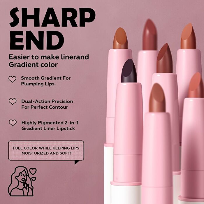 Gradient Liner Lipstick - 6 Colors - #1 Bagel Brown - 0.9g
