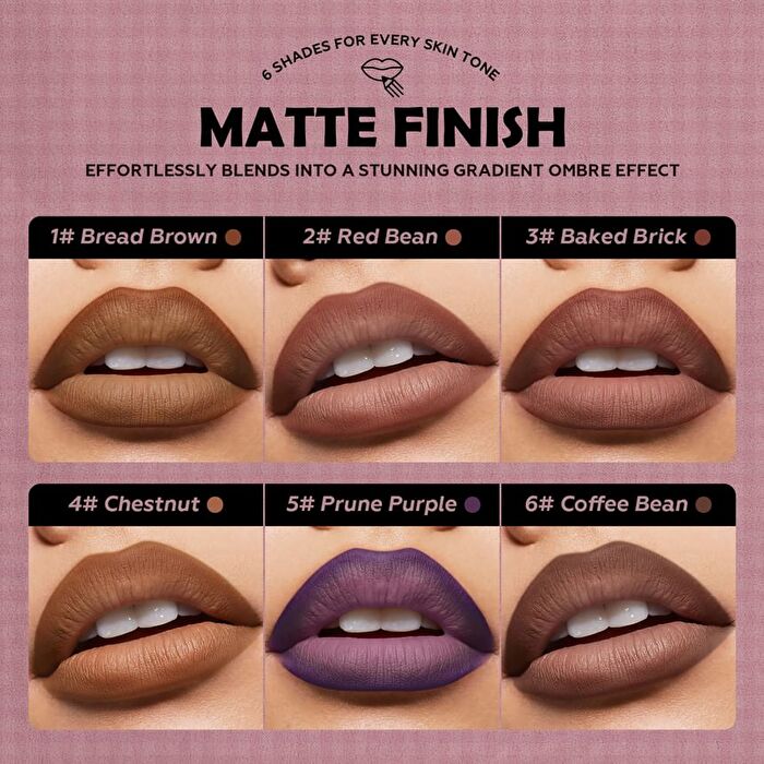Gradient Liner Lipstick - 6 Colors - #1 Bagel Brown - 0.9g