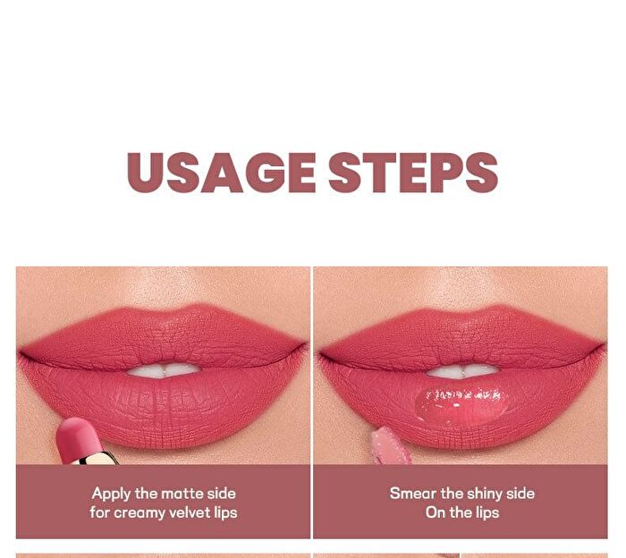 2-in-1 Dual-Ended Lip Stick & Lip Gloss - 10 Colors - 02# Sour Raspberry - 4g