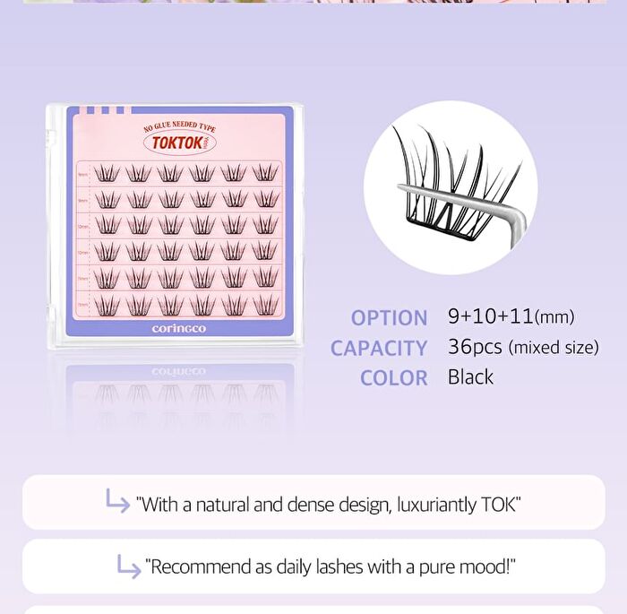 Coringco Toktok-Hara No Glue Eyelash - 9 Types - 2025 Version - #01 Cherry Coke