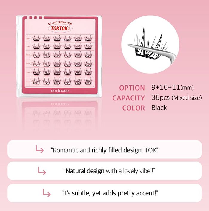 Coringco Toktok-Hara No Glue Eyelash - 9 Types - 2025 Version - #01 Cherry Coke