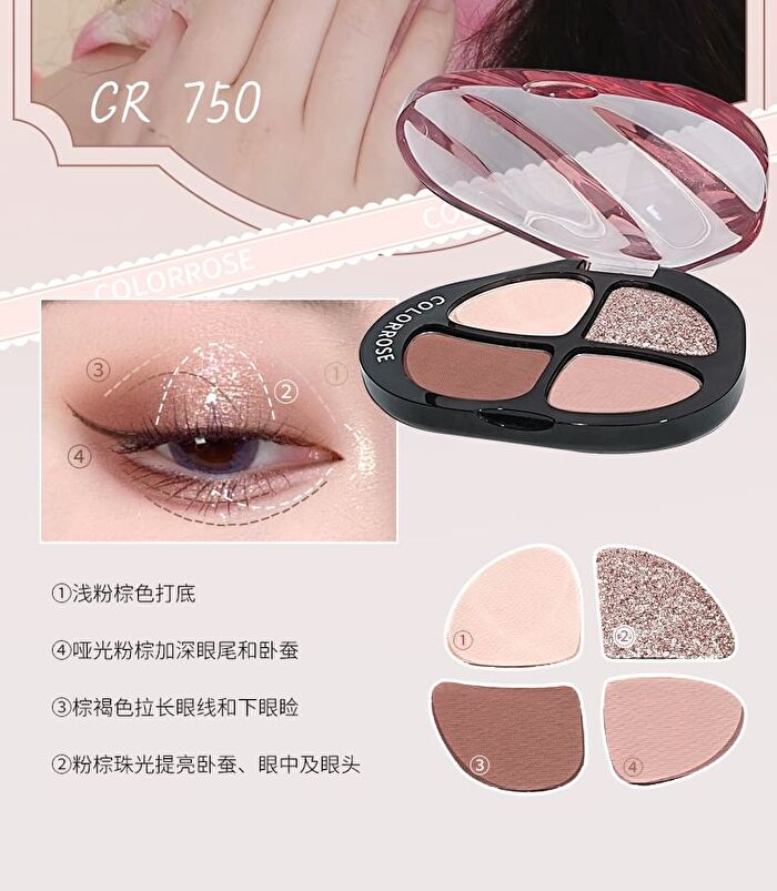 Colorrose Water Ripple 4-Color Pocket Eyeshadow Palette - 5 Types - CR751 Creamy Melon - 6g