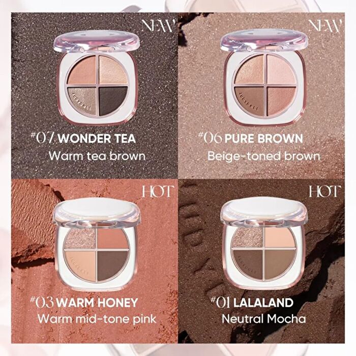 Glazed 4-Shade Eyeshadow Palette - 3 Colors - #07 Wonder Tea - 6.5g