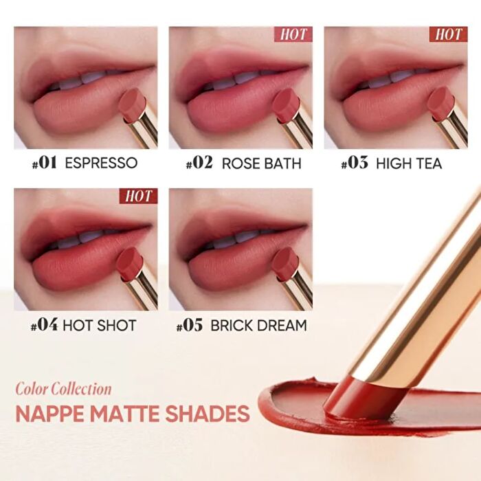 Nappa Slim Matte Lipstick - 5 Colors - #04 Hot Shot - 2g