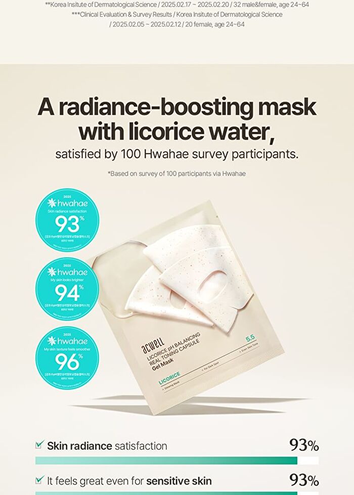 Licorice pH Balancing Real Toning Capsule Gel Mask Set - 34g x 4 sheets