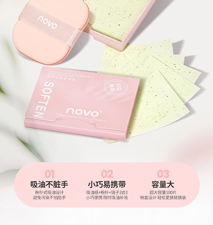 Novo Clear Clarity Blotting Paper / Refill - 100 sheets - With Case