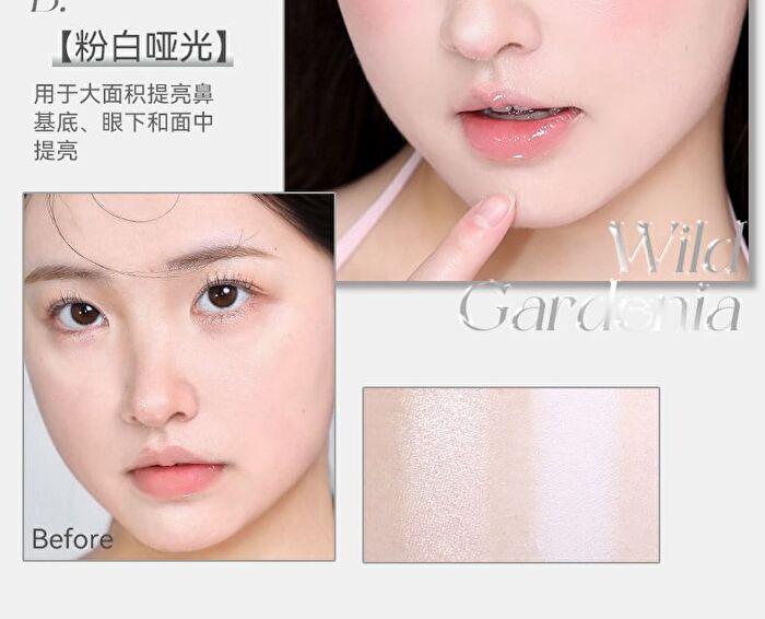 Novo Shimmer Dual-Tone Highlighter Palette - 3 Types - 01# Wild Gardenia - 9g