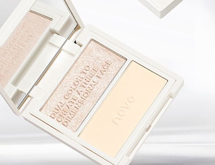 Novo Shimmer Dual-Tone Highlighter Palette - 3 Types - 01# Wild Gardenia - 9g