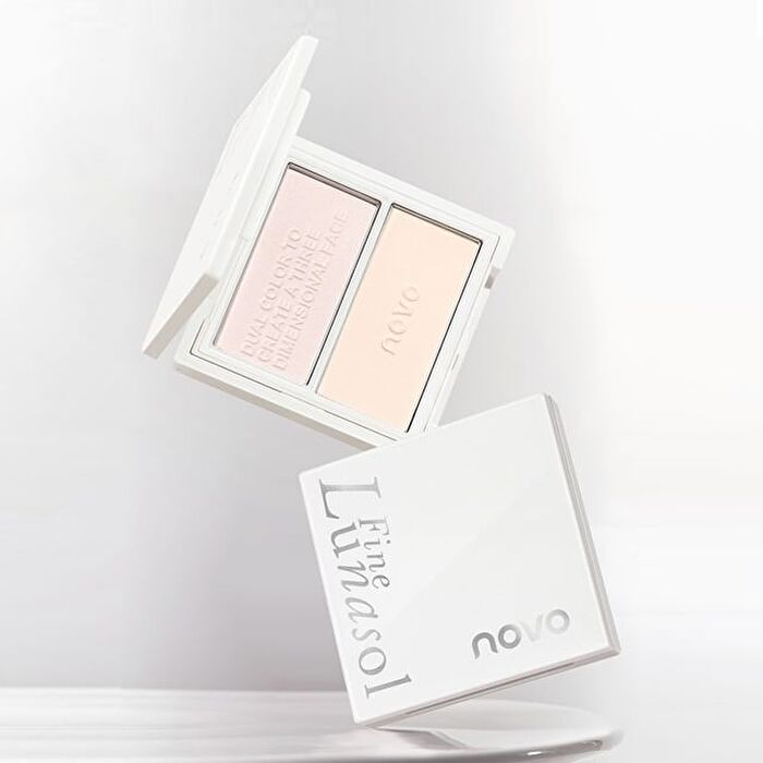 Novo Shimmer Dual-Tone Highlighter Palette - 3 Types - 01# Wild Gardenia - 9g