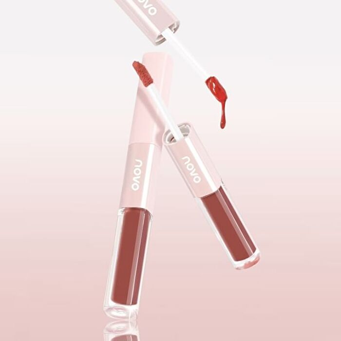 Matte Dewy Dual-Effect Lip Gloss - 6 Colors - 296# Addictive Red (1.4g & 1.3g)