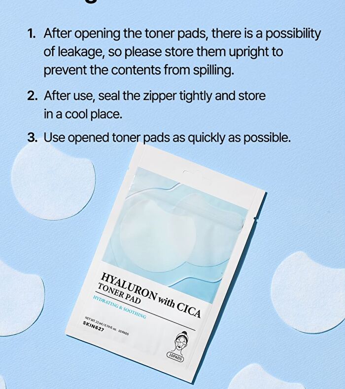 SKIN627 Hyaluron With Cica Toner Pad - 10 pads