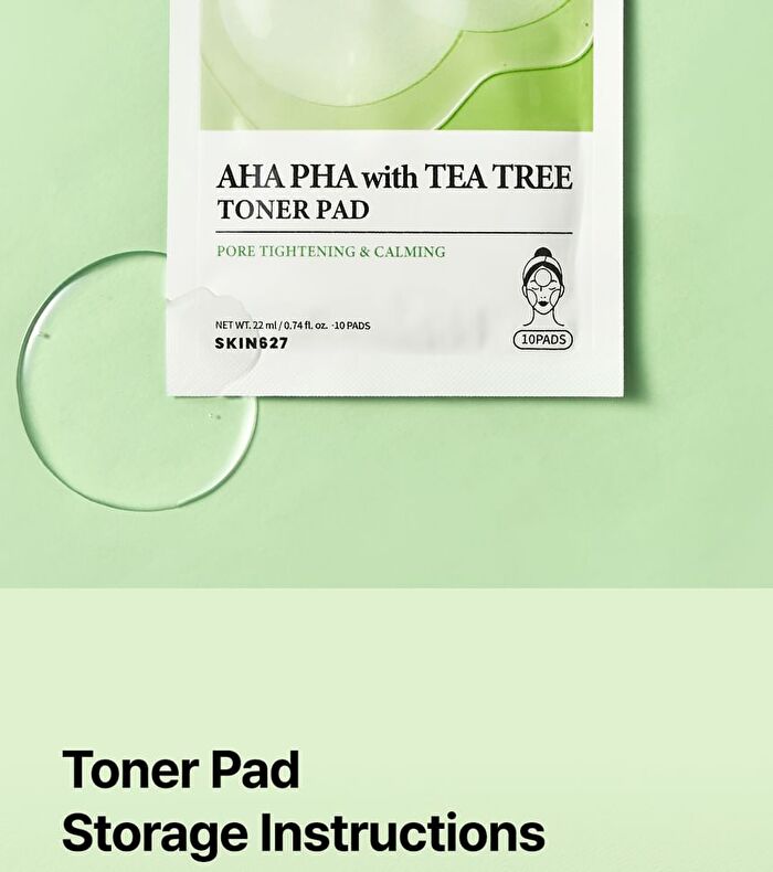 SKIN627 AHA PHA With Tea Tree Toner Pad - 10 pads