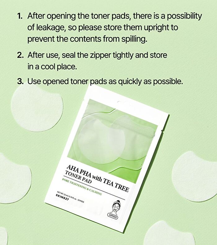 SKIN627 AHA PHA With Tea Tree Toner Pad - 10 pads
