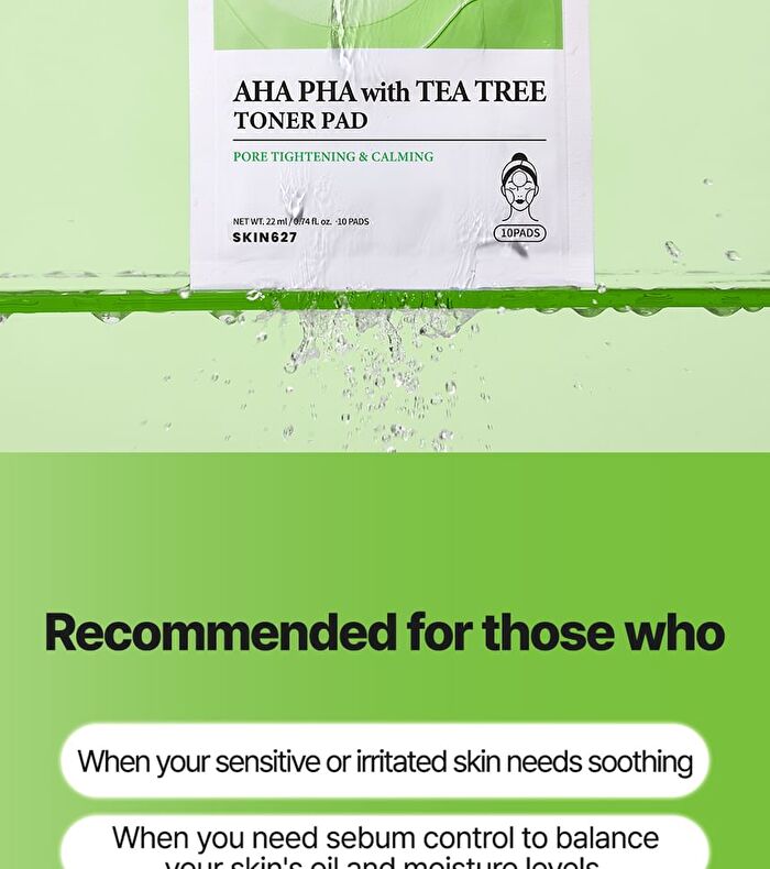 SKIN627 AHA PHA With Tea Tree Toner Pad - 10 pads