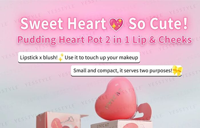 Pudding Heart Pot 2 in 1 Lips & Cheeks Blush - Rose Cream