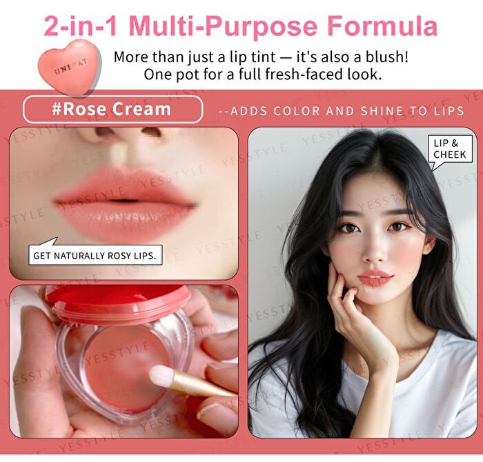 Pudding Heart Pot 2 in 1 Lips & Cheeks Blush - Rose Cream