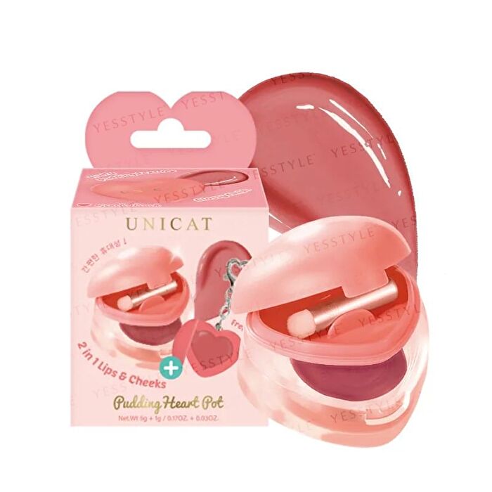 Pudding Heart Pot 2 in 1 Lips & Cheeks Blush - Rose Cream