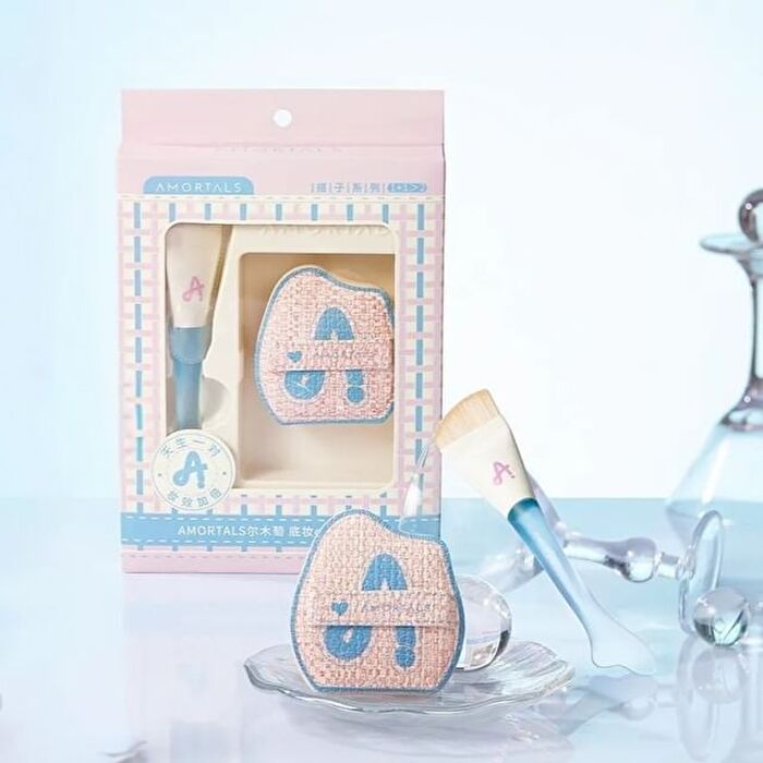 Amortals Fishtail Foundation Brush & Powder Puff Set - Set of 2