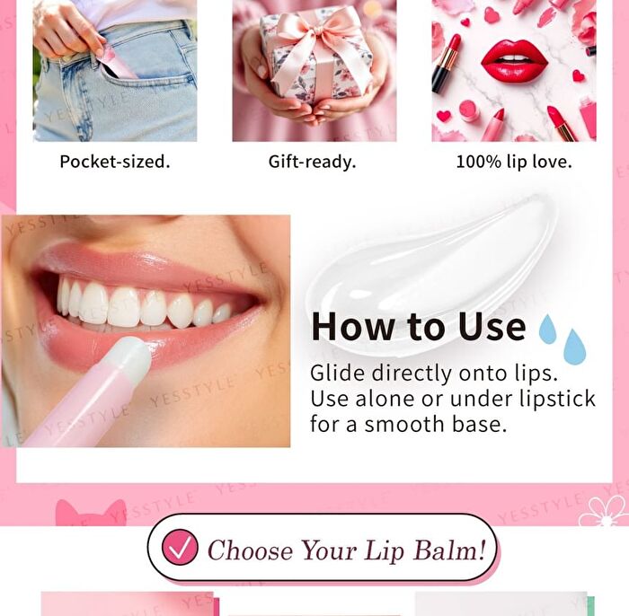 Unicat Cat Paw Lip Balm Set Strawberry + Peach - 1 set