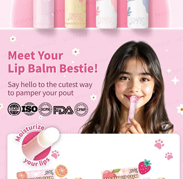 Unicat Cat Paw Lip Balm Set Strawberry + Peach - 1 set