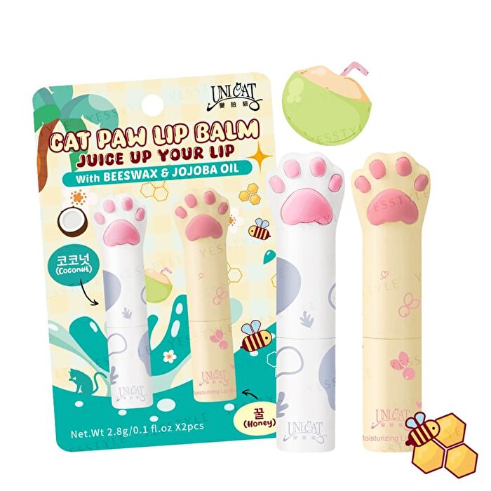 Unicat Cat Paw Lip Balm Set Coconut + Honey - 1 set