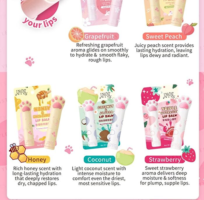 Unicat Cat Paw Lip Balm Set Coconut + Honey - 1 set