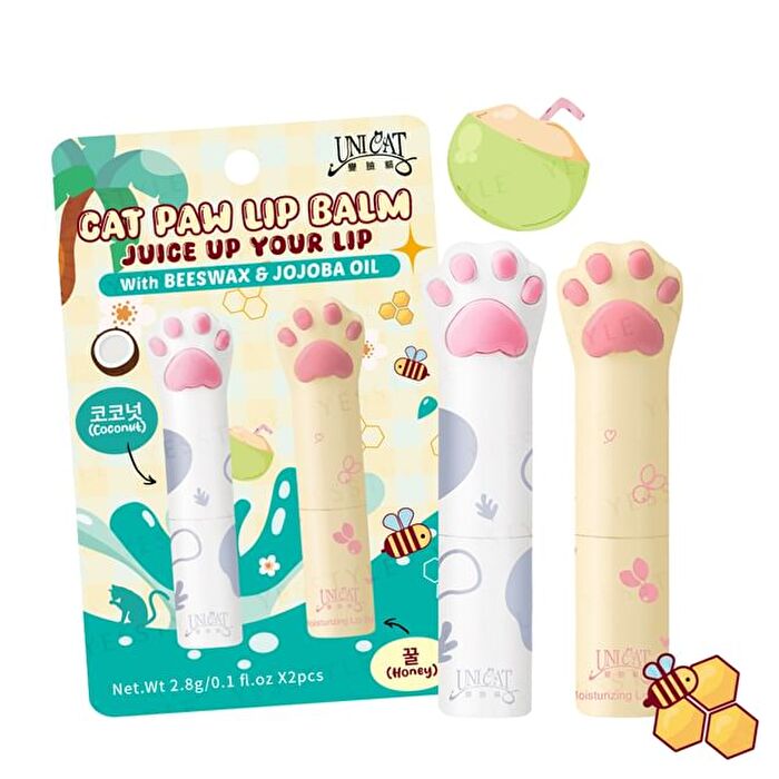 Unicat Cat Paw Lip Balm Set Coconut + Honey - 1 set