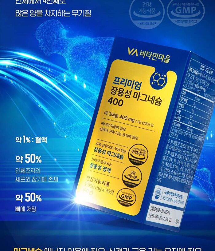 Premium Enteric-Coated Magnesium 400 - 1000mg x 90 tablets