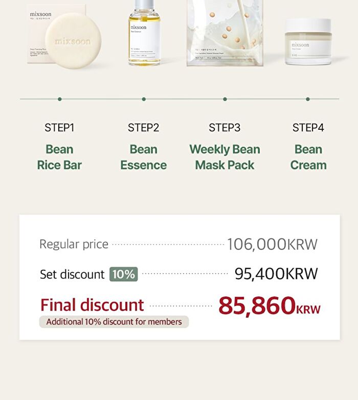 mixsoon Weekly Bean Mask Pack Set - 7 sheets