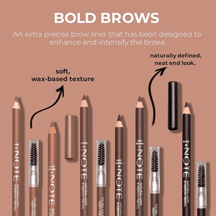 Note Natural Look Eyebrow Pencil - 6 Colors - 06# Black - 1.08g