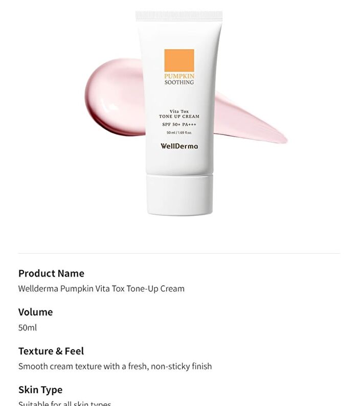 Pumpkin Vita Tox Tone Up Cream - 50ml