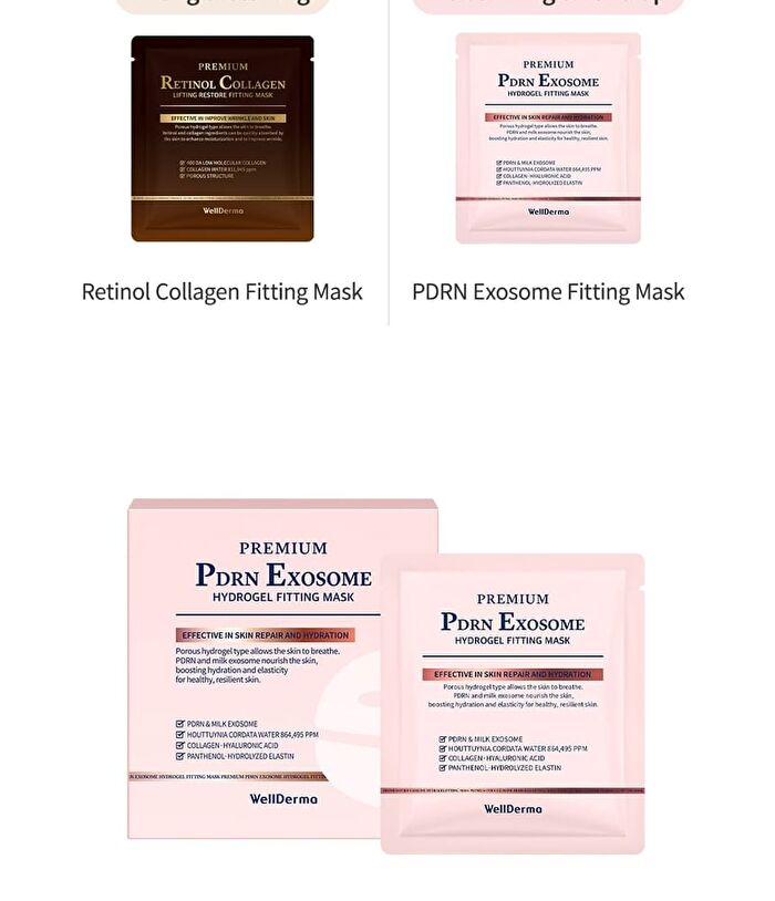 Premium PDRN Exosome Hydrogel Fitting Mask Set - 30g x 4 sheets