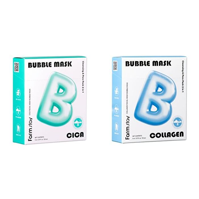 Facial Wash Bubble Mask Set - 2 Types - Collagen