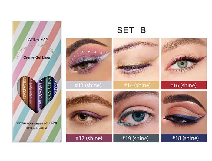 Waterproof Creme Gel Eyeliner Set - 3 Types - Set B (0.2g x 6pcs)