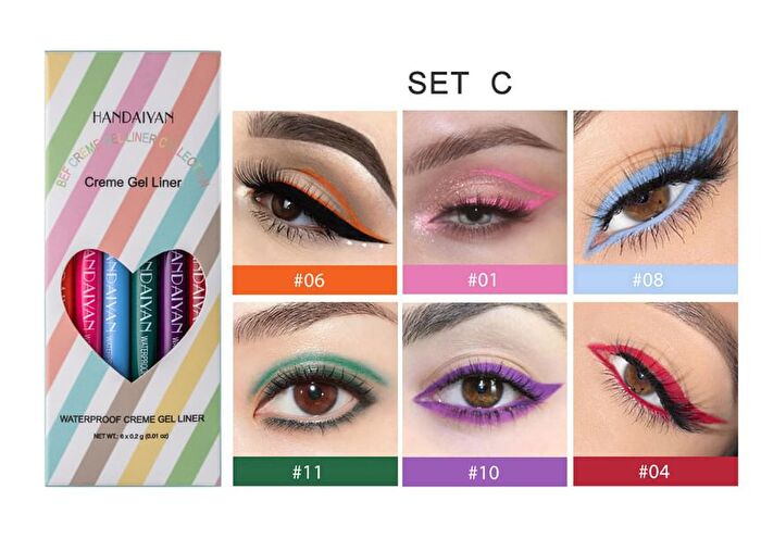 Waterproof Creme Gel Eyeliner Set - 3 Types - Set B (0.2g x 6pcs)