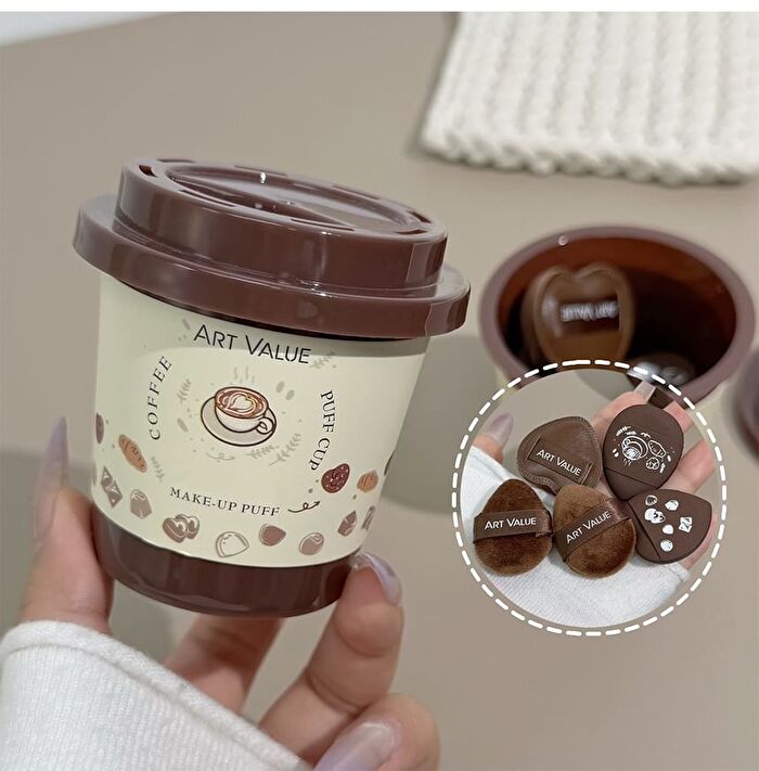 Coffee Mini Powder Puff - Set - 5pcs