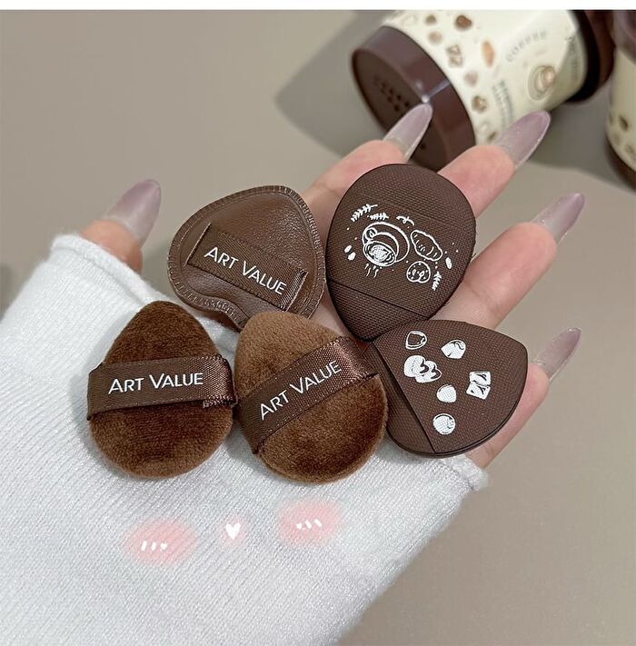 Coffee Mini Powder Puff - Set - 5pcs