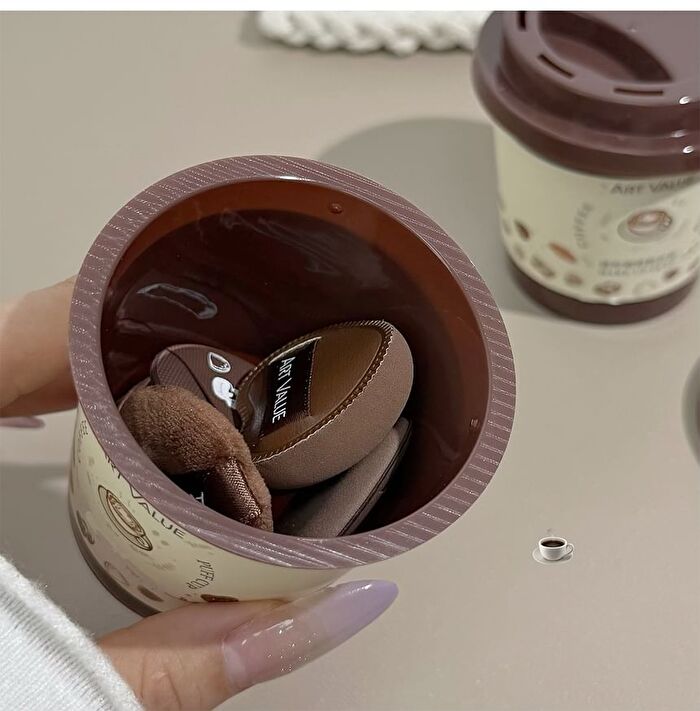 Coffee Mini Powder Puff - Set - 5pcs