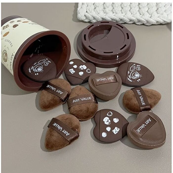 Coffee Mini Powder Puff - Set - 5pcs