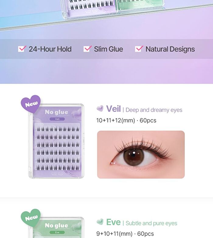 No Glue Lash - 5 Types - Veil