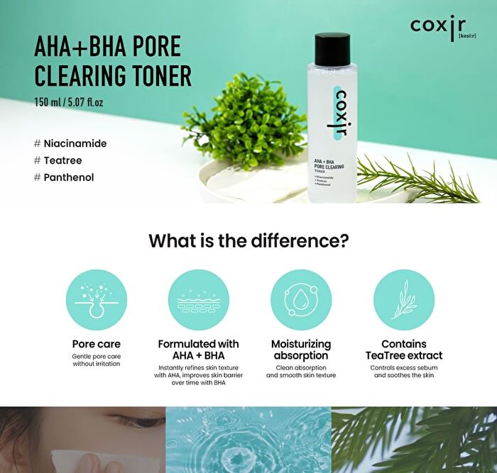 coxir AHA + BHA Pore Clearing Toner - 2025 Version - 150ml