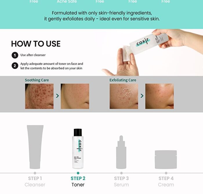 coxir AHA + BHA Pore Clearing Toner - 2025 Version - 150ml