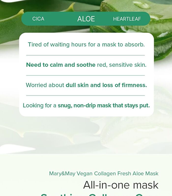 Vegan Collagen Fresh Aloe Mask Set - 30g x 4 sheets