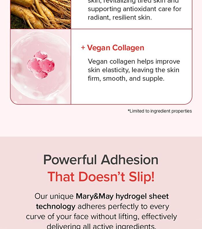 Vegan Collagen Red Ginseng Mask Set - 30g x 4 sheets