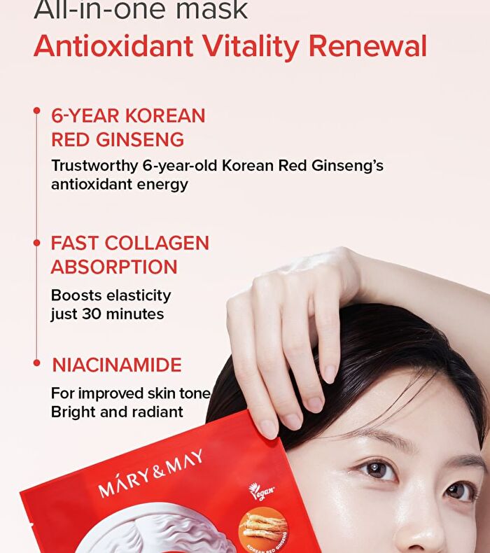 Vegan Collagen Red Ginseng Mask Set - 30g x 4 sheets