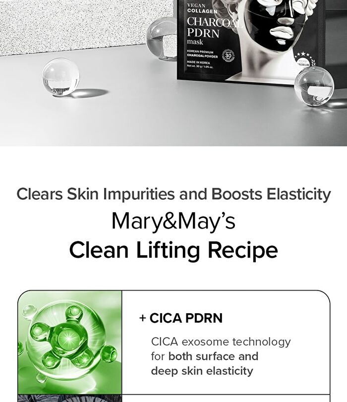 Vegan Collagen Charcoal PDRN Mask Set - 30g x 4 sheets