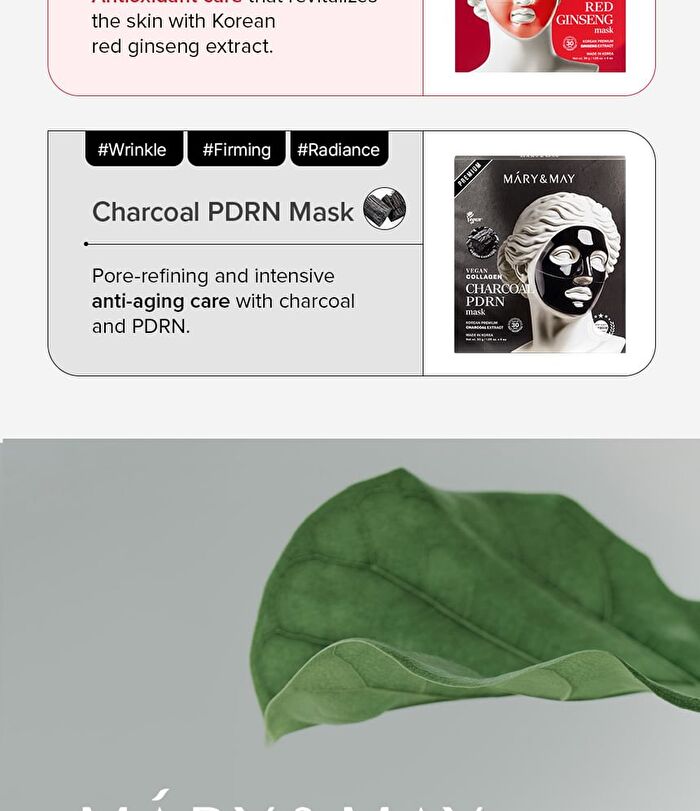 Vegan Collagen Charcoal PDRN Mask Set - 30g x 4 sheets